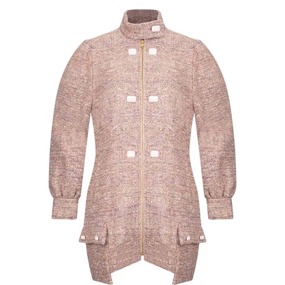 ADIBA Designer Neutral Beige Colour Celina Tweed Coat Dress